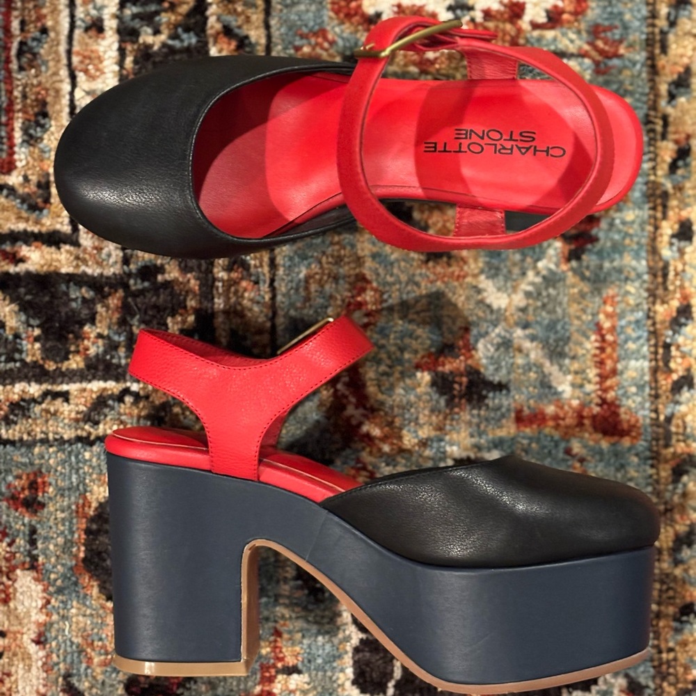 Charlotte Stone Bold Black and Red Platform Shoes